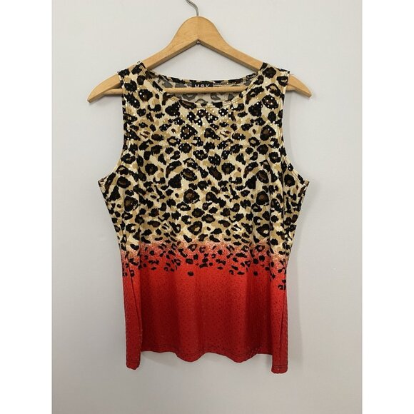 MSK Tank Top Womens Med Multicolor Animal Print All Over Sequin Sleeveless Tank - Picture 1 of 6